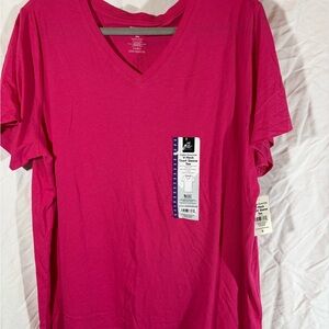 Vibrant Pink V-Neck T-Shirt